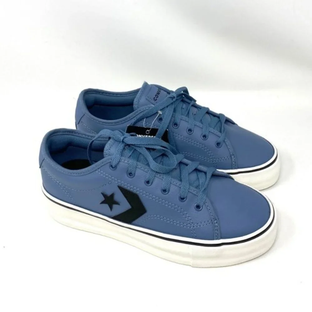 Converse Women's 569535C Star Replay Platform Lakeside Blue Faux Leather Sneaker - Picture 3 of 9